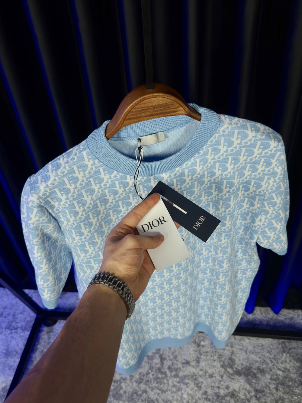 Dior Pale Blue Monogram Crewneck Sweater